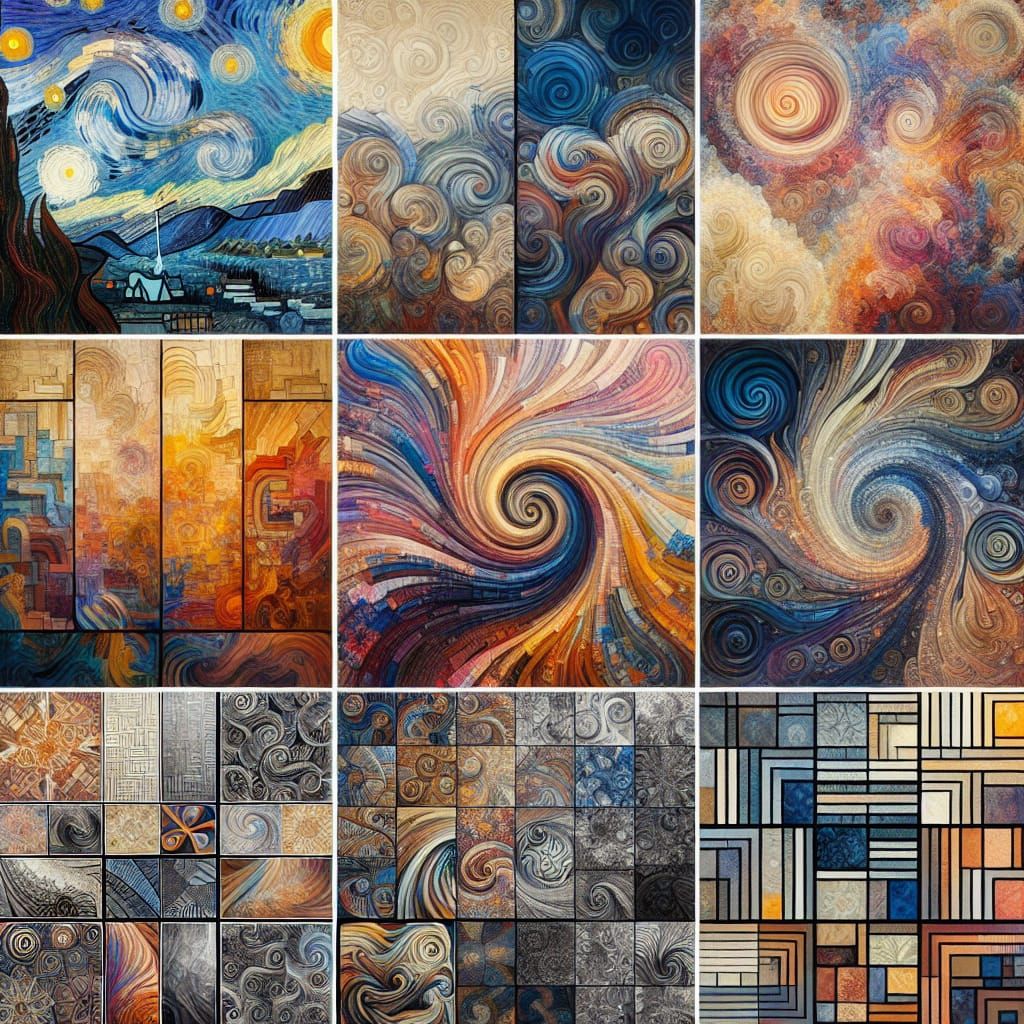 Abstract Collage of Painting Styles in Digital Art