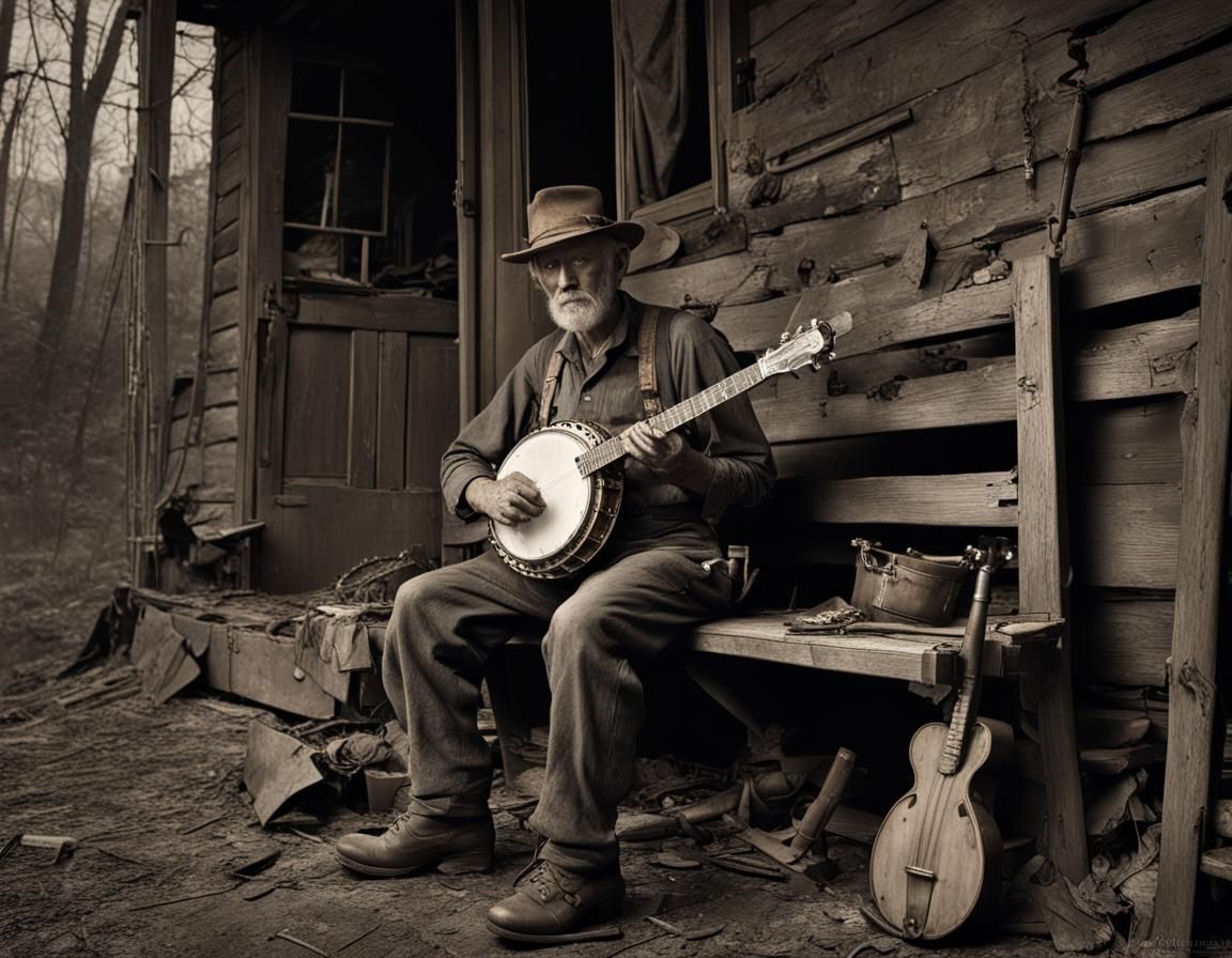 Haunted Appalachian Miner Plays Ghostly Banjo