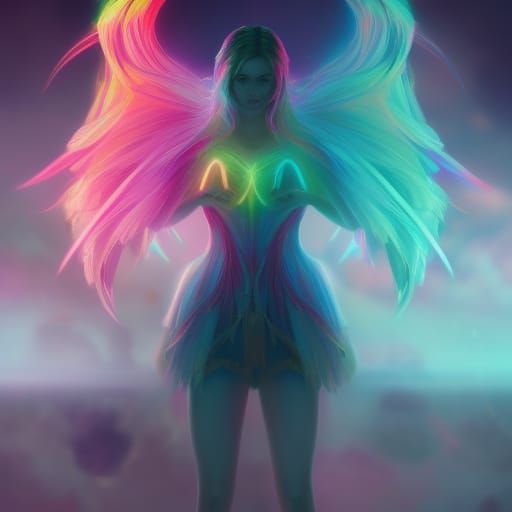 Neon Rainbow Fairy Princess Epic cinematic brilliant stunnin...