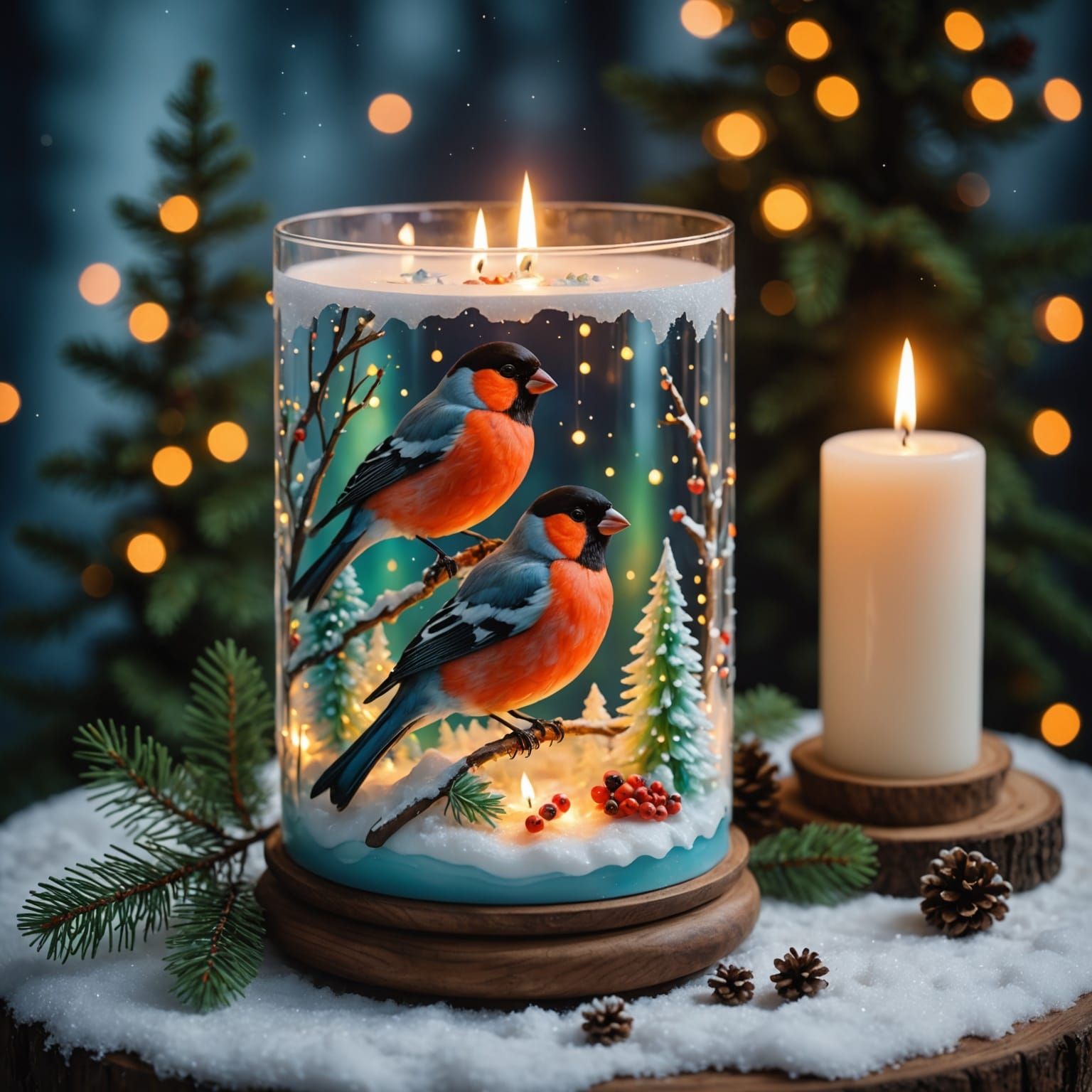 Wintery 3D Fairy Tale Scene in Soft Candlelight