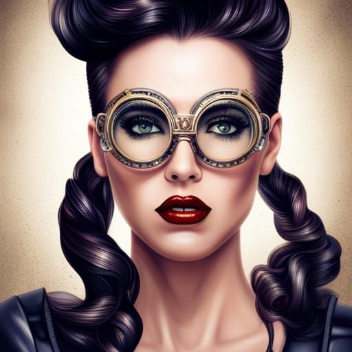 Glamorous Steampunk Girl with Hollywood Glasses