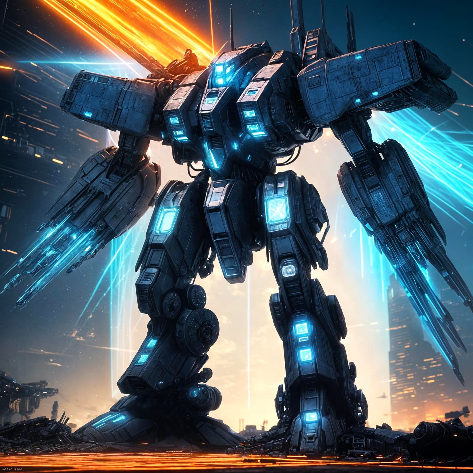 Silver and Blue Gundam Ready for Battle