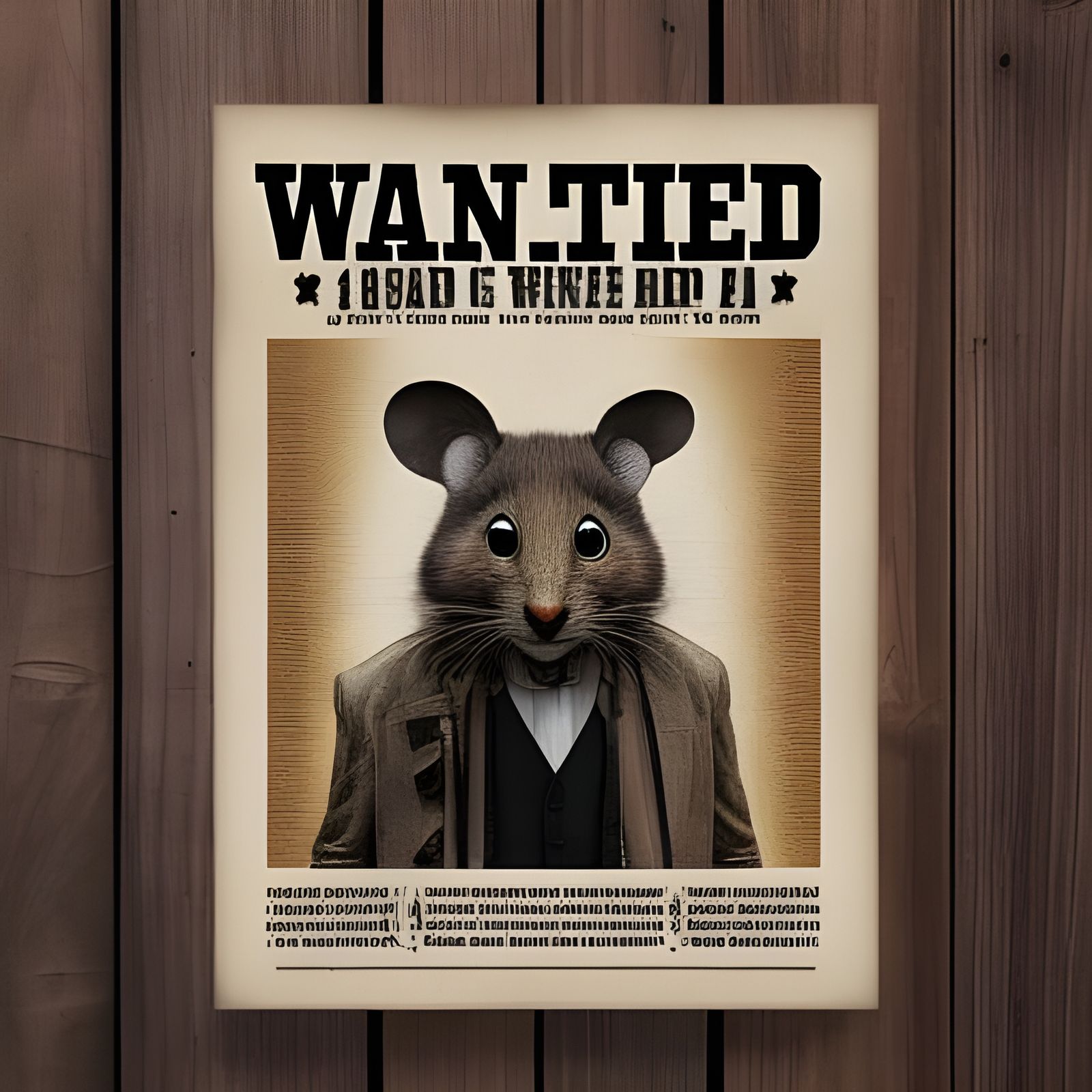 Wanted Poster: Gangster Mouse on Old Paper