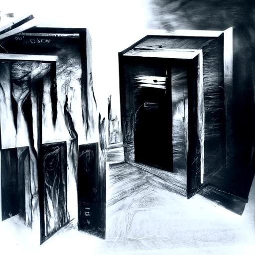 Ominous Door Corridor in Hyperdetailed Charcoal Style