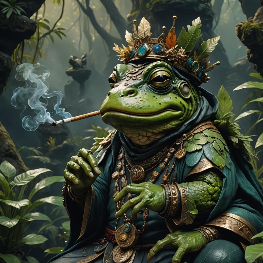 Frog Shaman Statue: Dark Fantasy Novel Illustration
