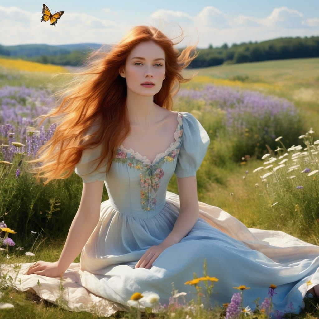 Beautiful Woman in Impressionist Style