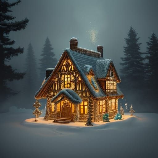 Surreal Gingerbread Abode with Icy Frost
