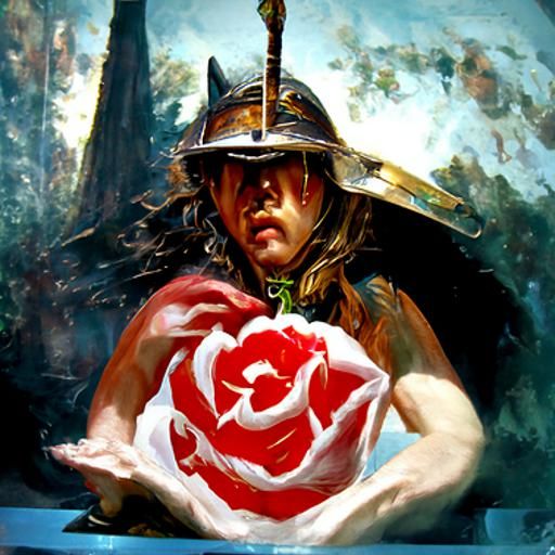 Warrior of the Rose: An Oil Painting