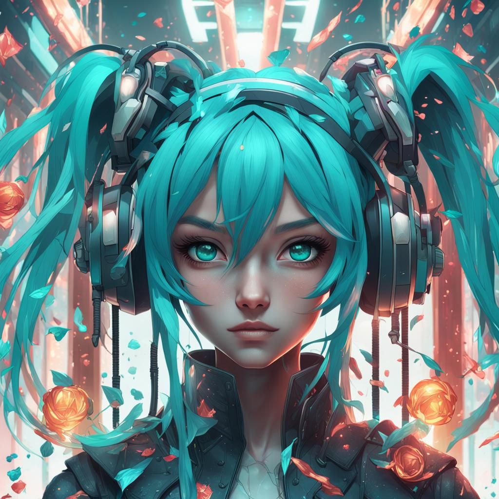 Detailed Hatsune Miku Portrait in Unreal Engine 5