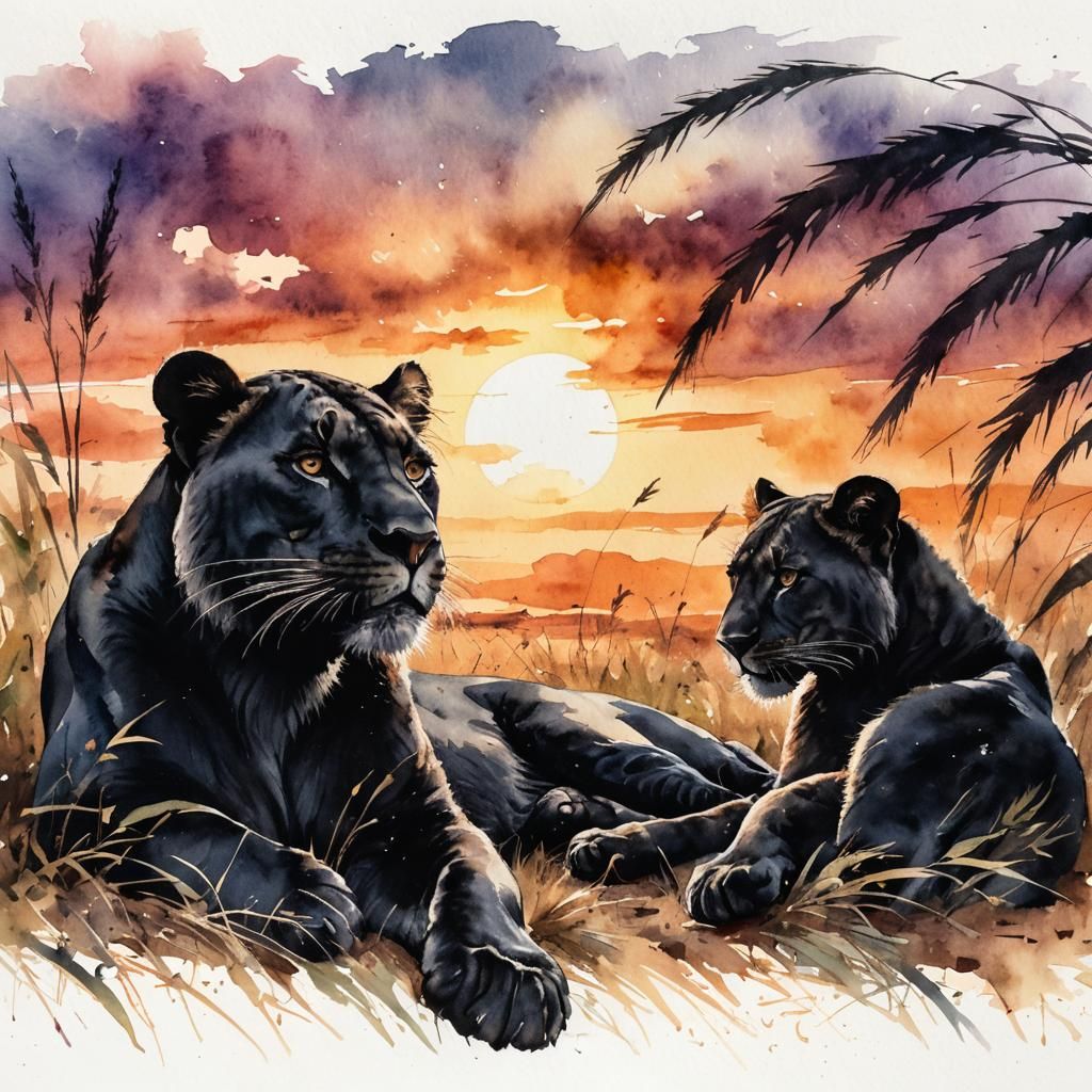 un couple de panthères noires
