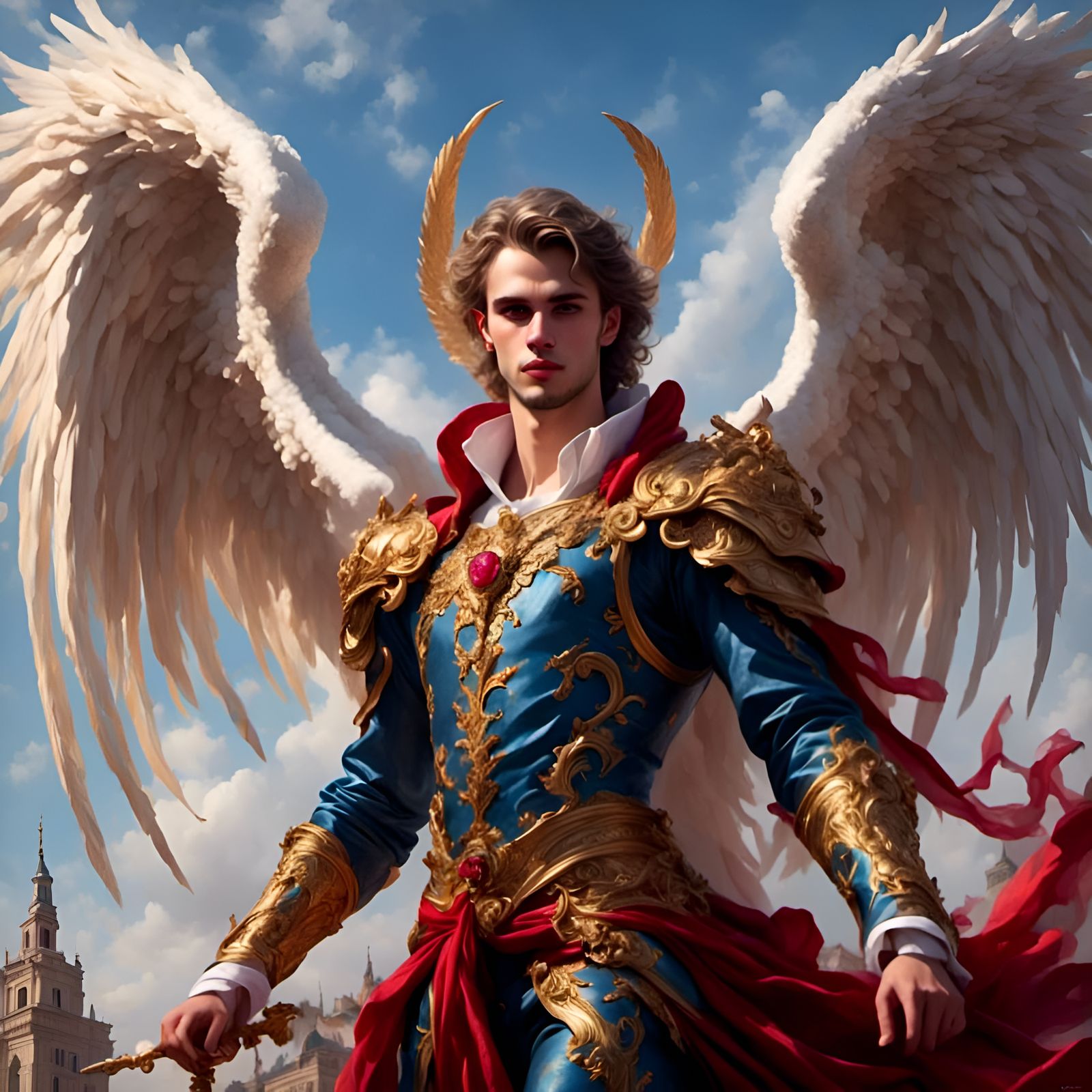 Detailed Male Angel in Sharp 8k Resolution