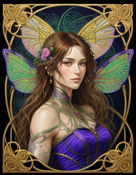 Forest spirits. Art Nouveau powered by DALL-E 3. Commented o...