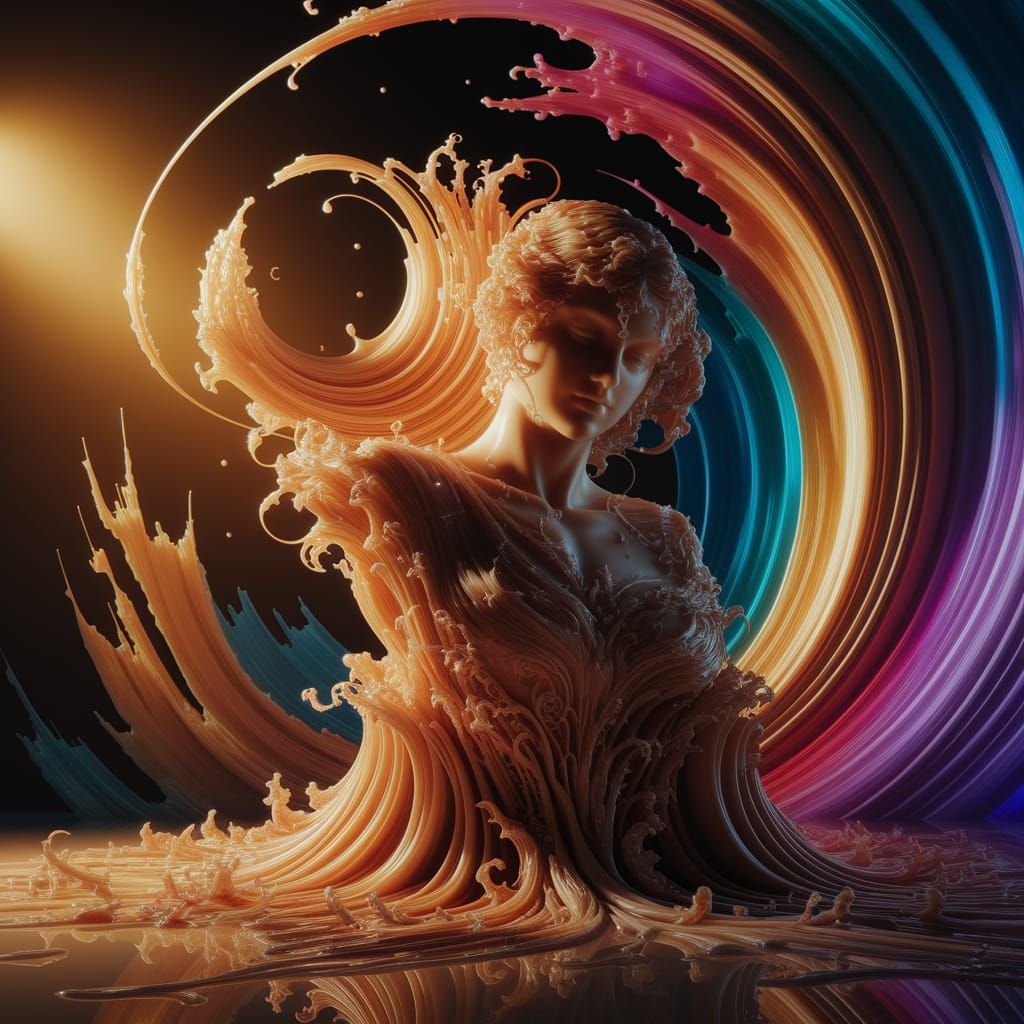 Melting Wax Statue: Hyper-Detailed 3D Render