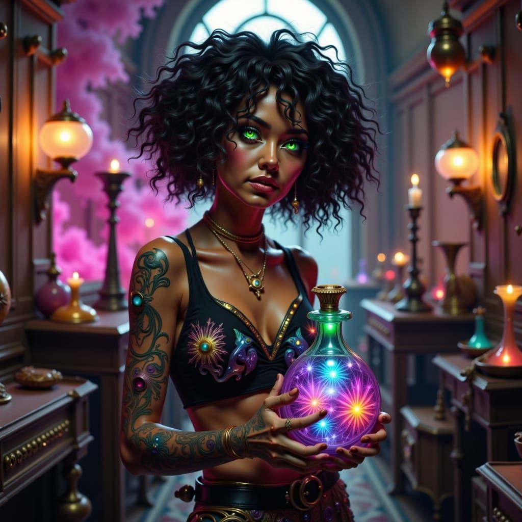 Woman with Potion in Futuristic Pop Art Style