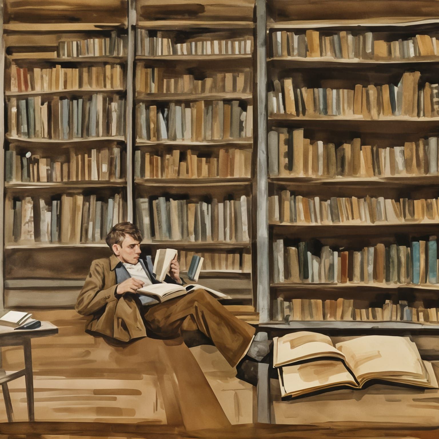 An unemployed man in the library