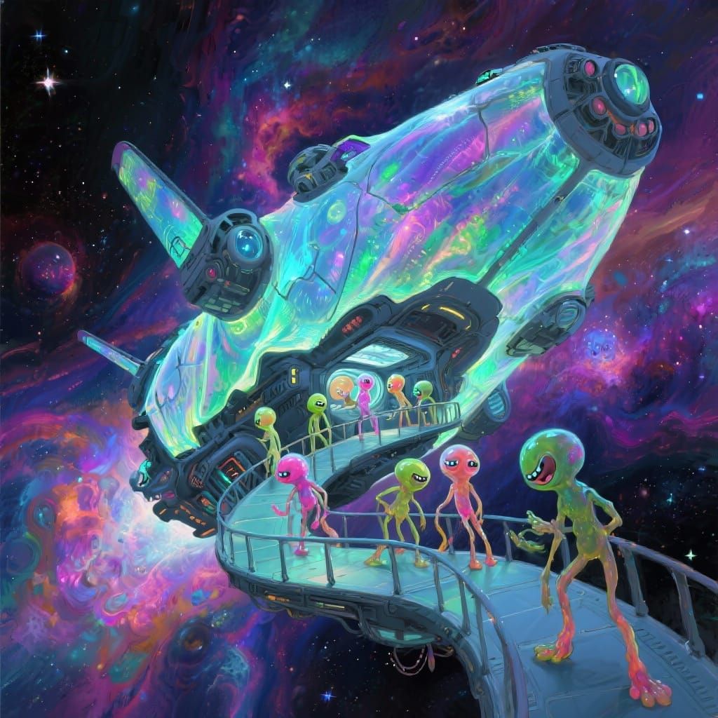 Soulinium Spaceship Voyage Through Starry Galaxy