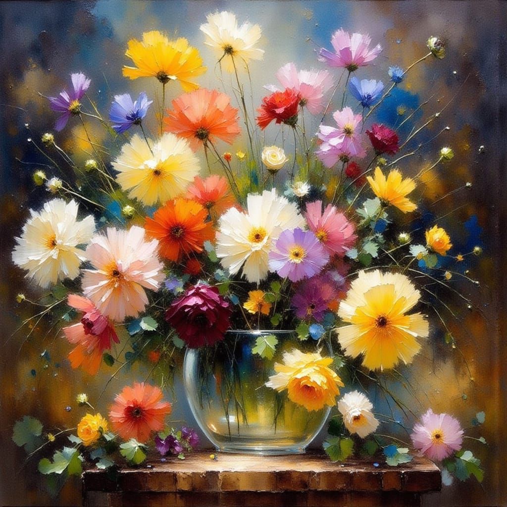 Barefoot in Flowers, Impressionist Style