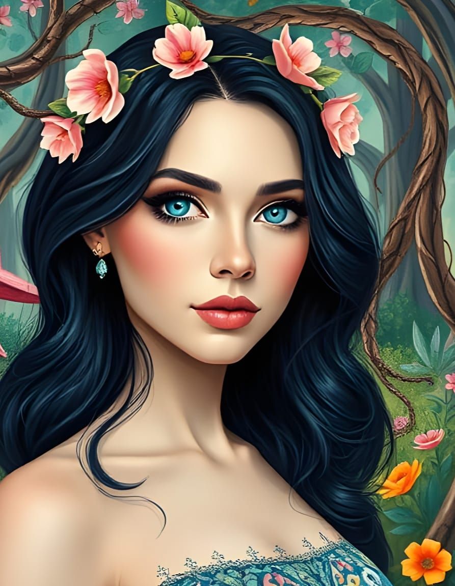 Ethereal Woman in Vibrant Forest