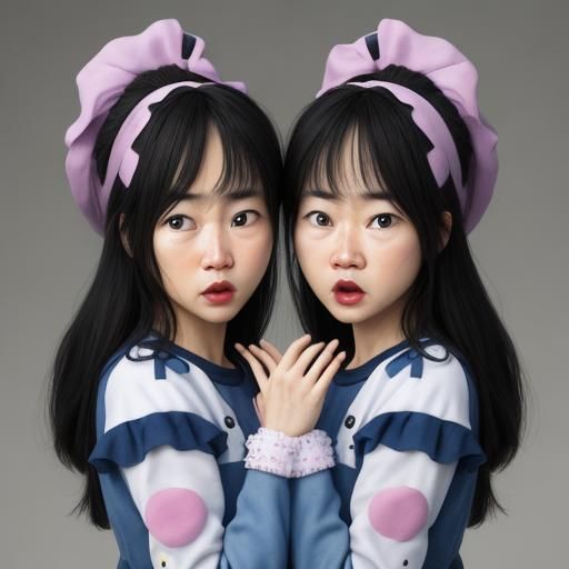 Upset Twin Babies in Hyperreal Detail