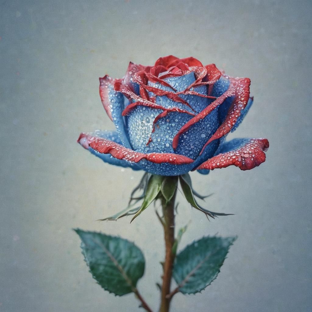 Pointillist Rose in Bloom: Impressionist Dot Art