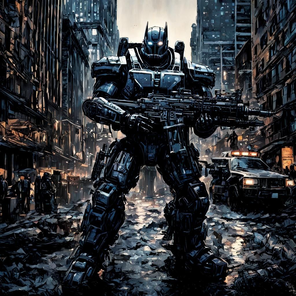 Robotic Bane in Gotham, Comic Book Art