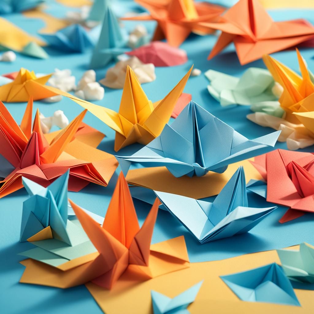 Origami Beach Scene in Papercraft Style