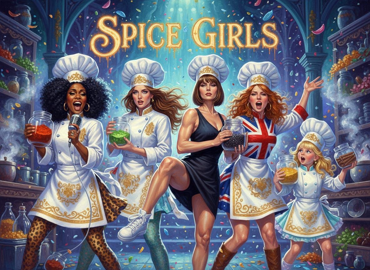 Spice Girls as Chefs Singing Onstage