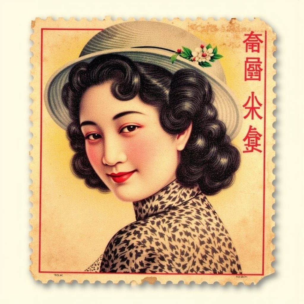 Vintage Japanese Pinup Portrait in Elegant Style