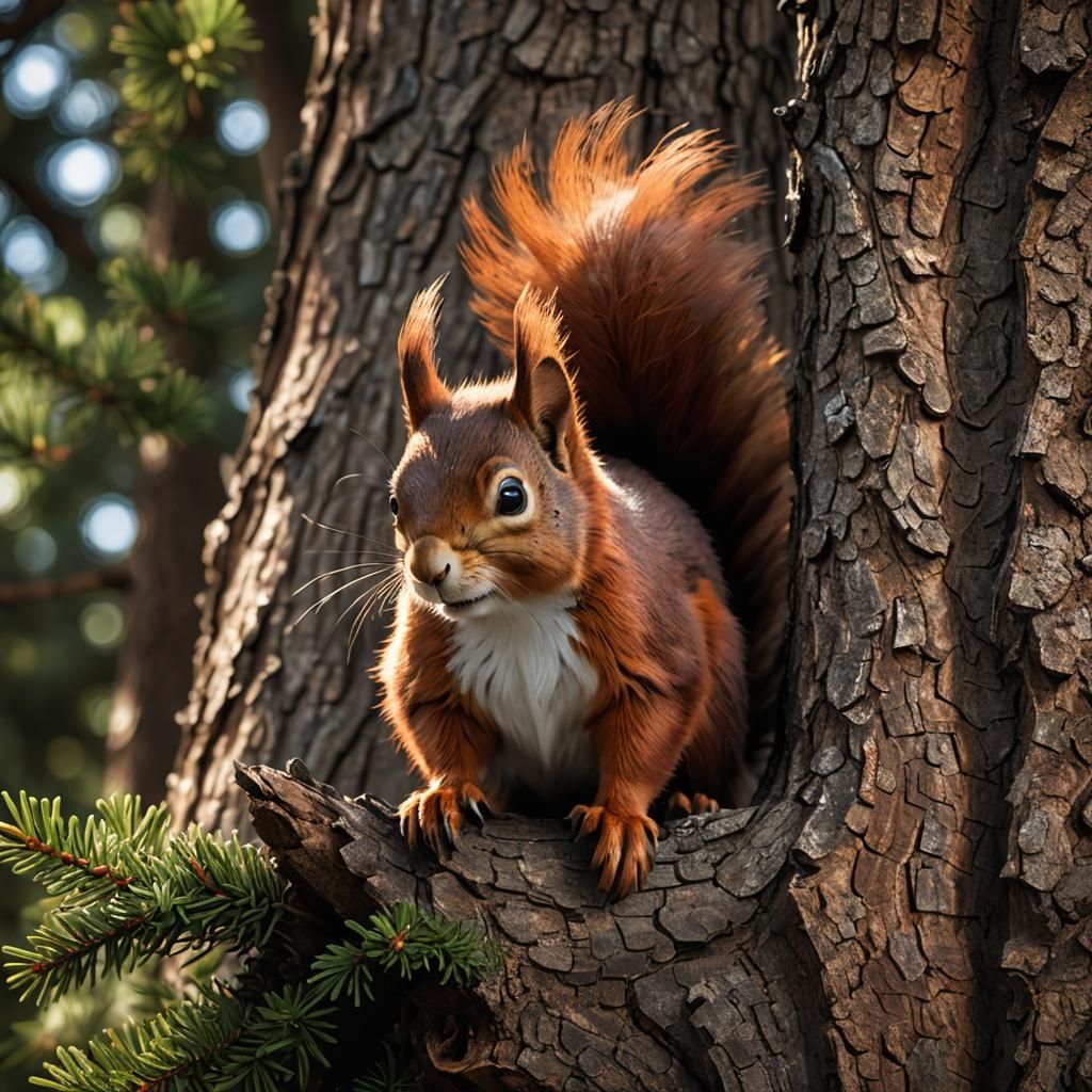Red Squirrel Portrait in Fantasycore Style