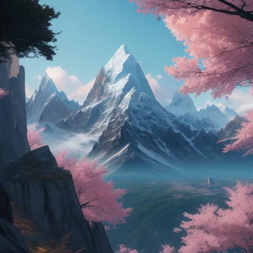 Majestic Mountains in Detailed 3D Anime Art
