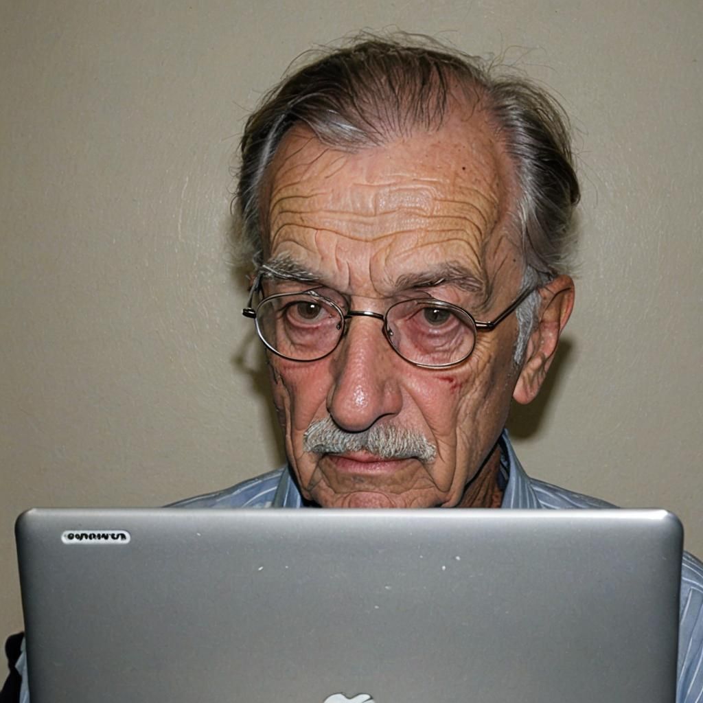 Elderly Man's Awkward Webcam Stare