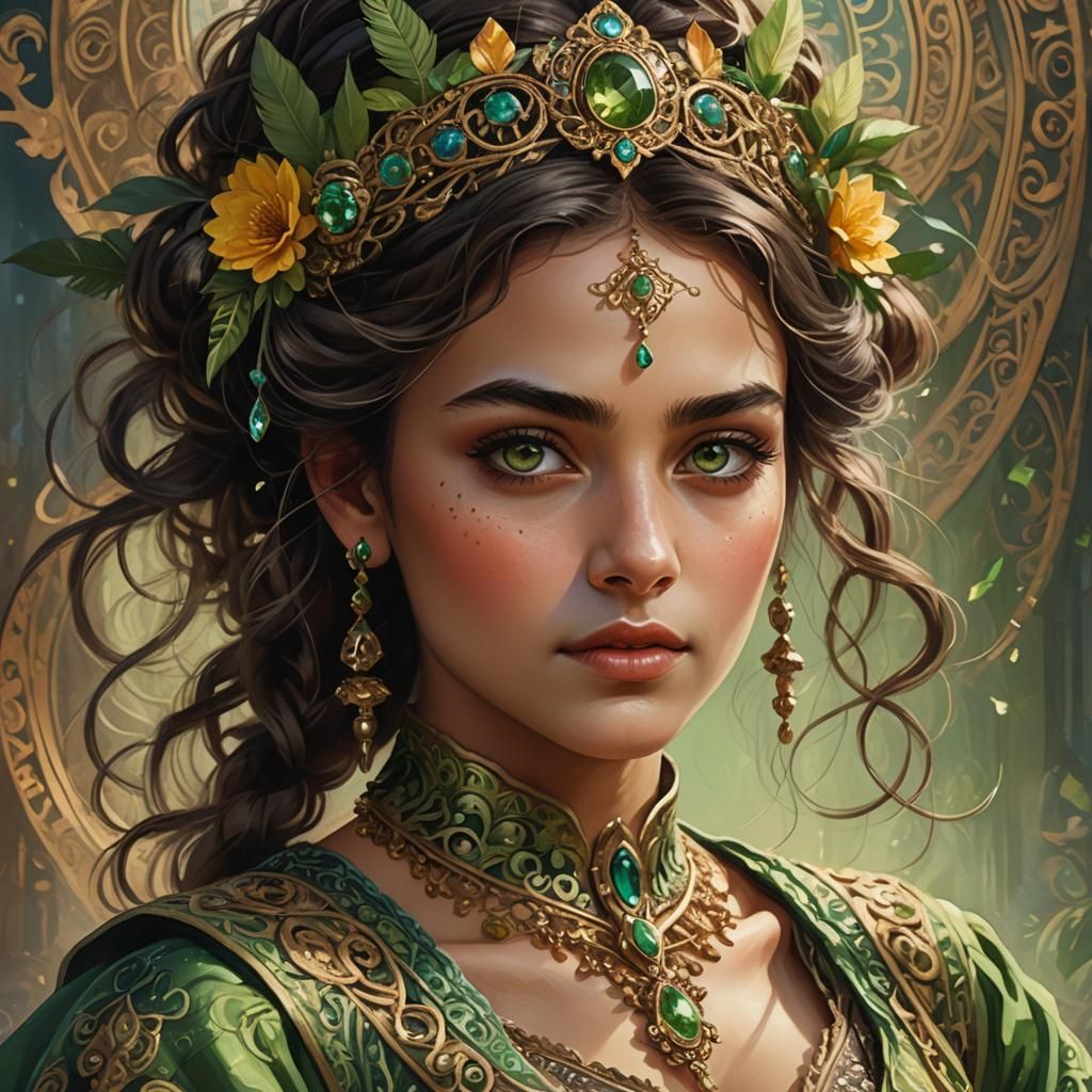 Elegant Portrait of a Woman with Green Eyes