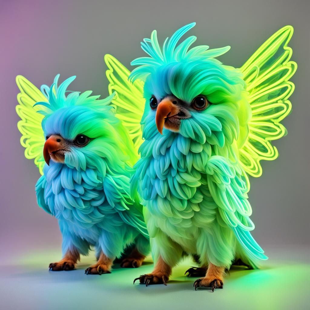 Neon Maltese Dogs with Wings