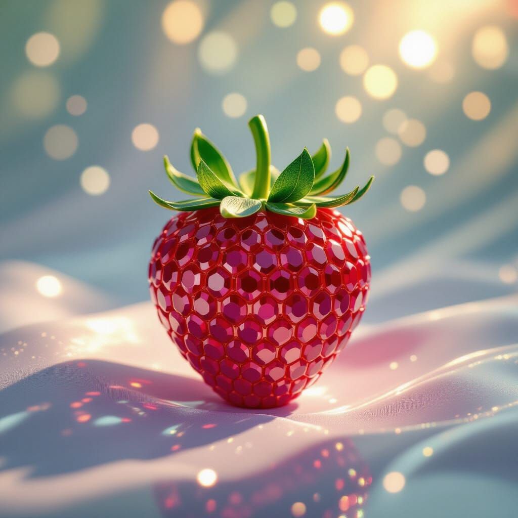 Jeweled Strawberry: A 3D Impressionist Rococo Dream