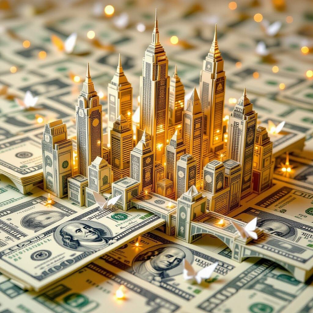 Money Cityscape: An Origami Paper Metropolis