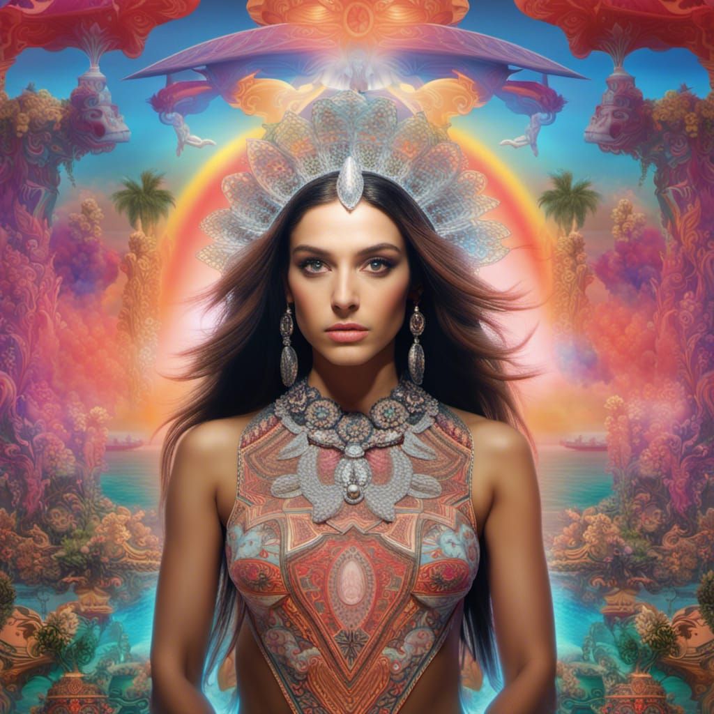 Surreal Digital Paradise Woman in David LaChapelle Style