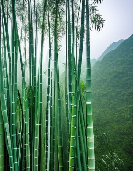 Majestic Mountain Range and Bamboo Forest