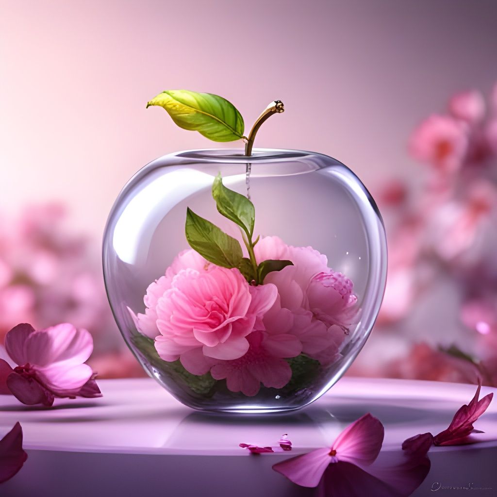 Ornate Glass Apple with Flowers and Jewelry