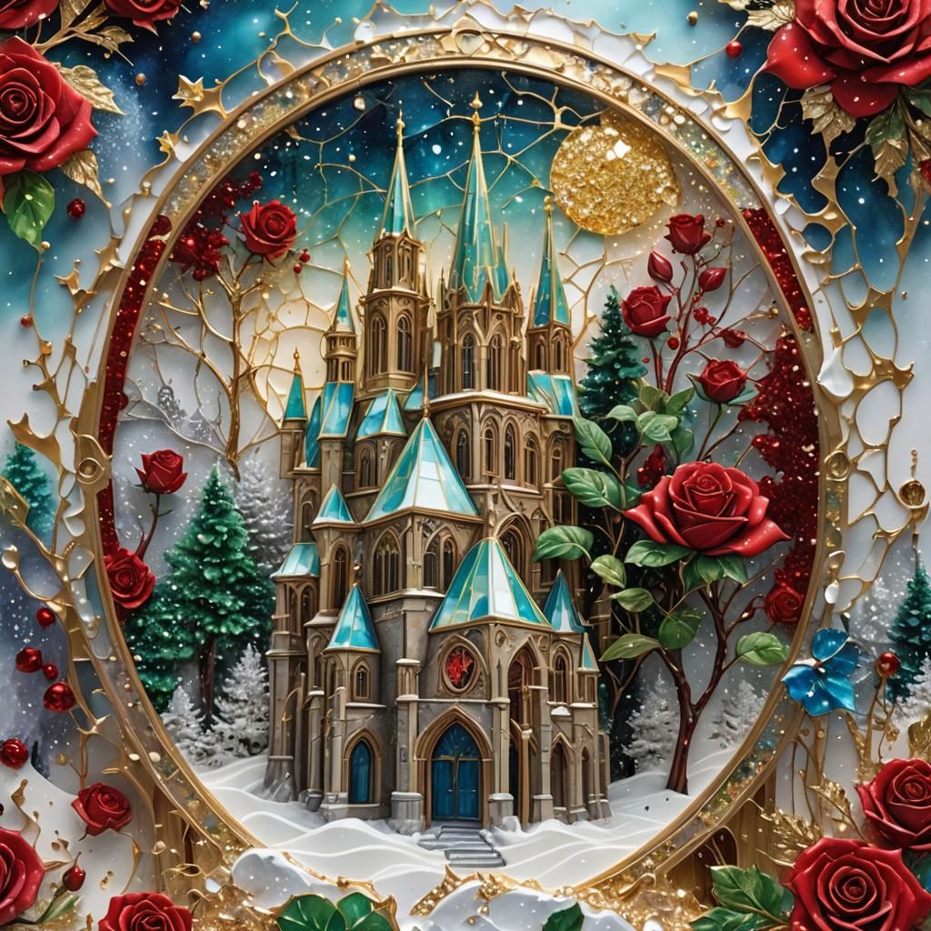 Red Rose Cathedral in Cracked Snow Globe