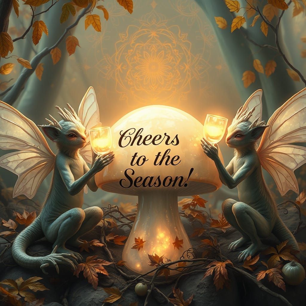 Celestial Autumn Wonderland in Cyberpunk Digital Art