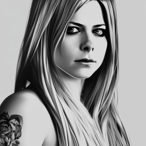 Avril Lavigne Portrait in Hyperdetailed Splash Art Style