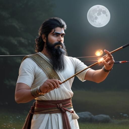 Arjun's Night Archery Practice at Ashram