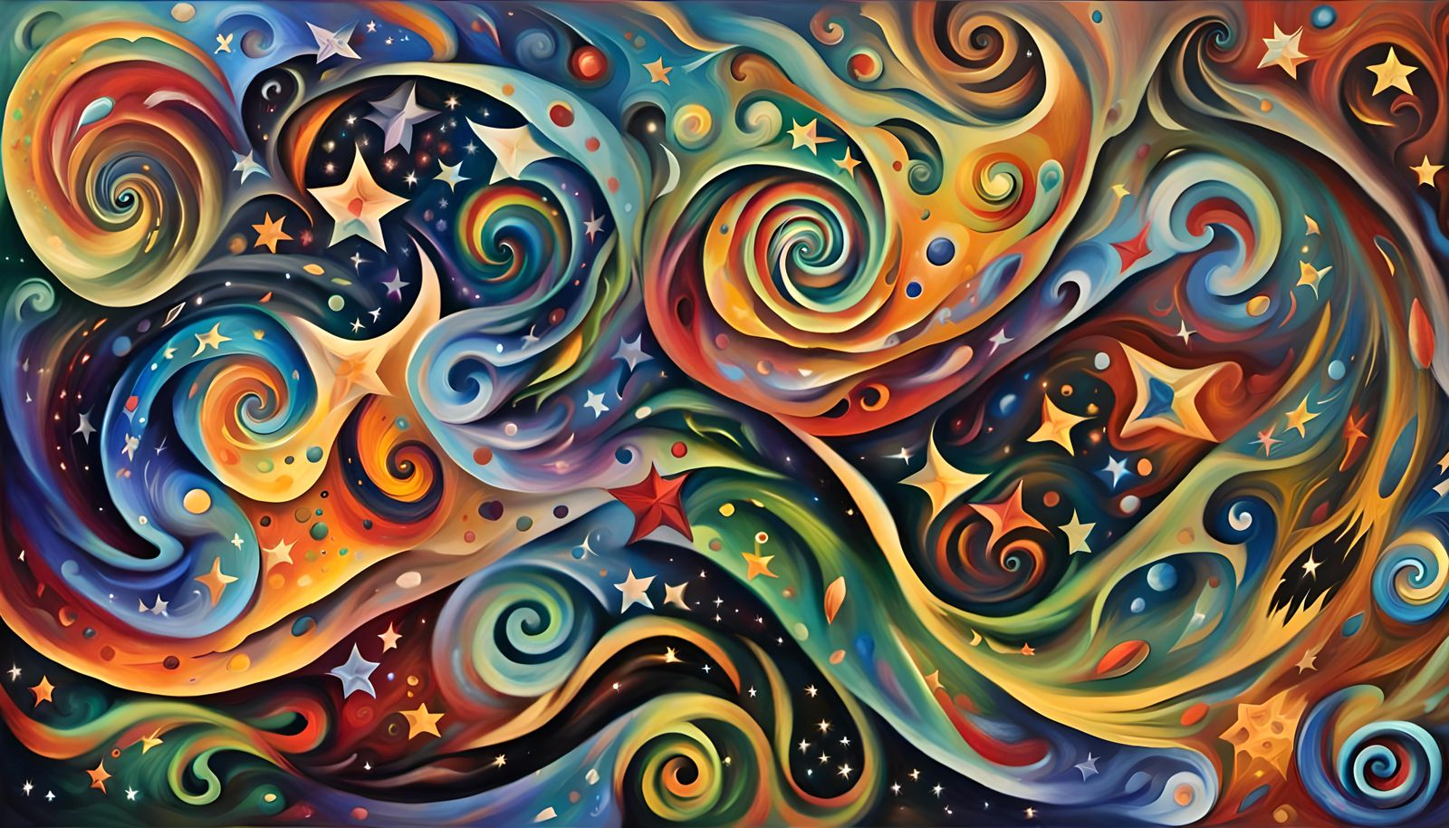 Cosmic Star Cluster in Impasto Oil Style