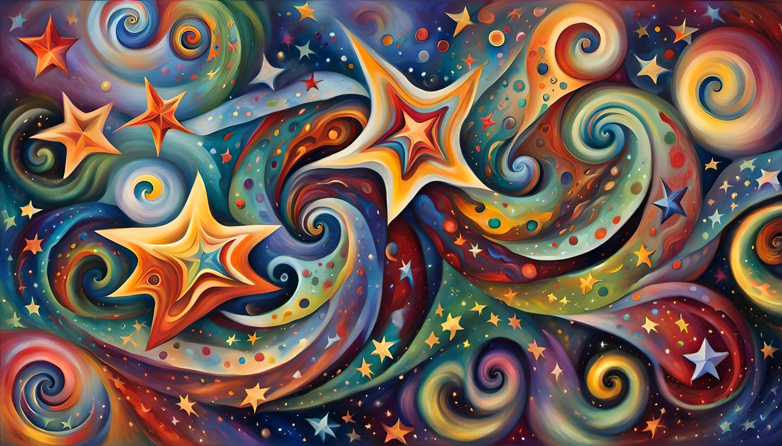 Swirling Star Cluster in Abstract Impasto Style