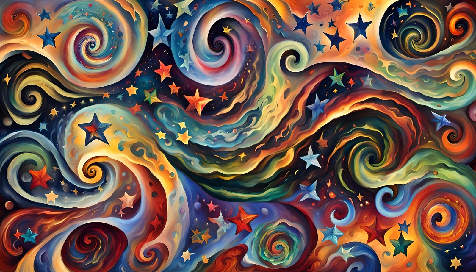 Swirling Stars in a Cosmic Dance: Impasto Oil Style
