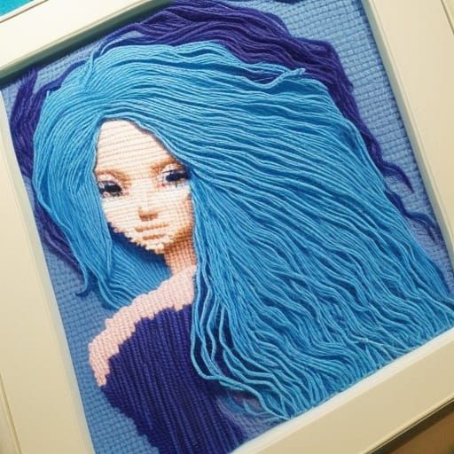 Yarn-Haired Girl: A Needlepoint Art Masterpiece