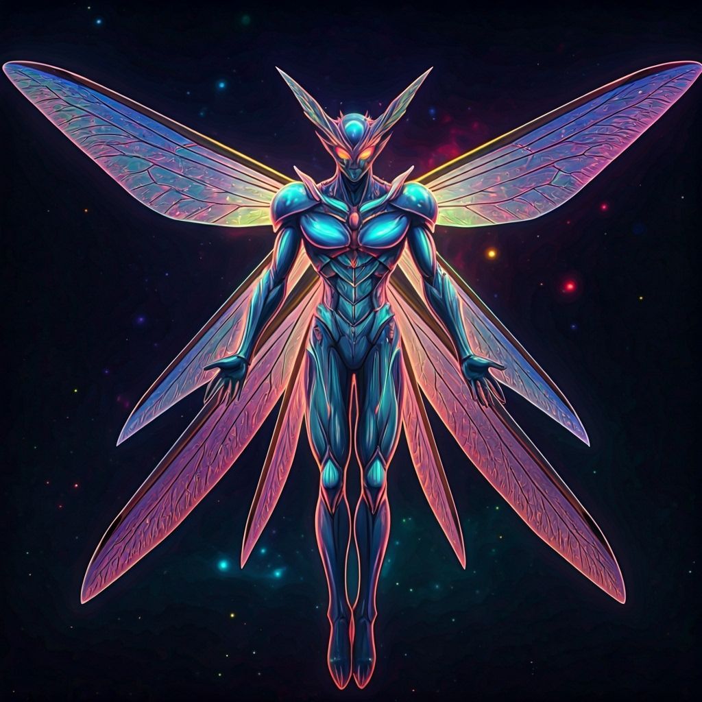 Humanoid Alien in Futuristic Neon Vigilante Attire