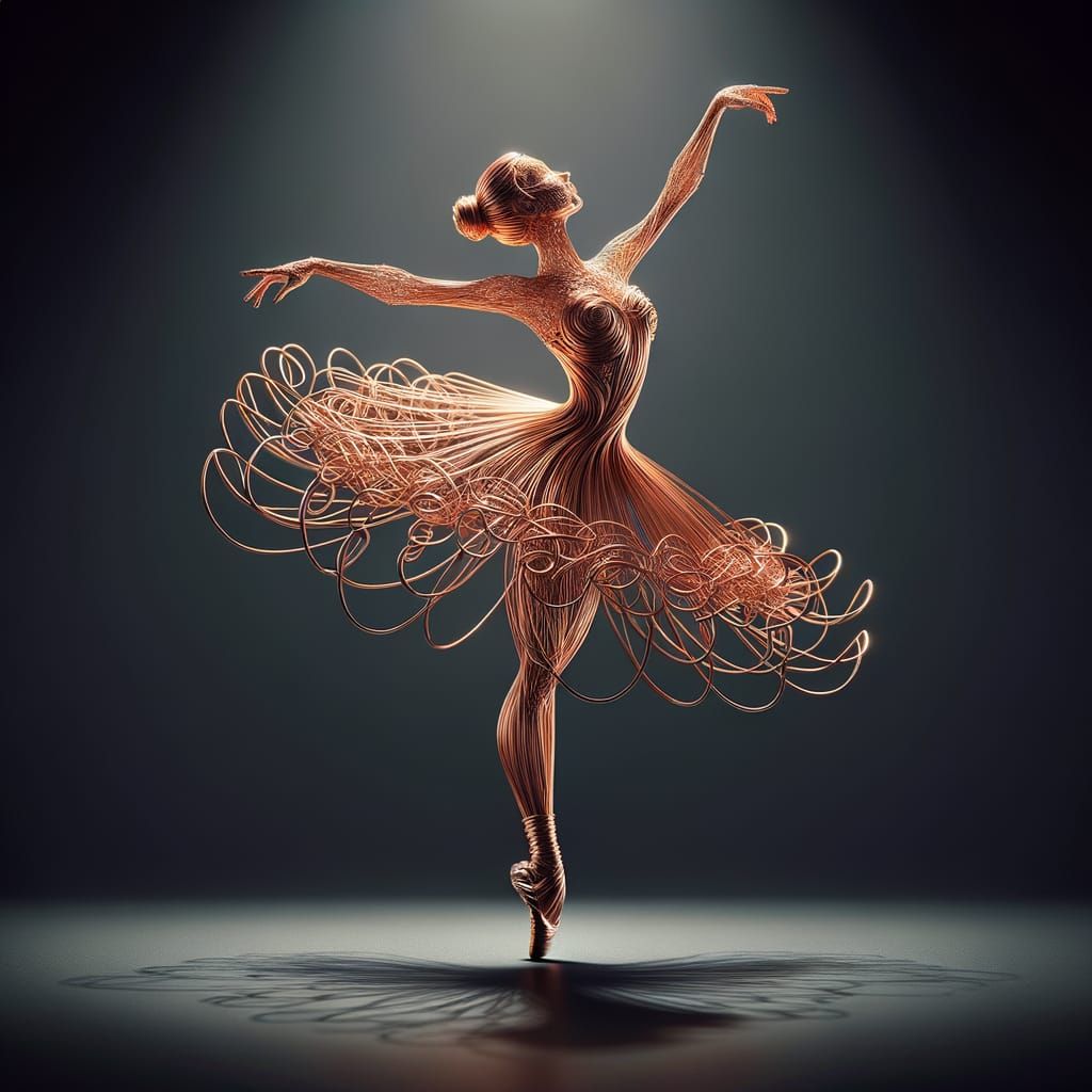 Graceful Wire Ballerina in CGI Style