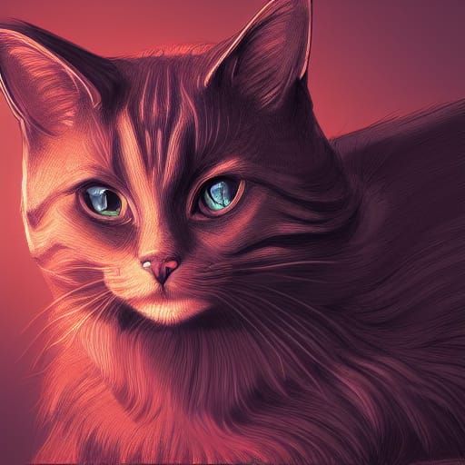 Detailed Sketch of a Light Brown Cat