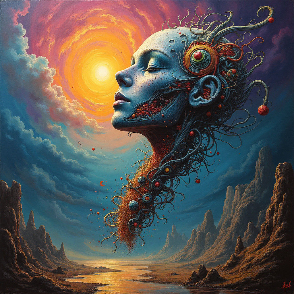 Surreal Impossible Illusion in Oil Painting Style